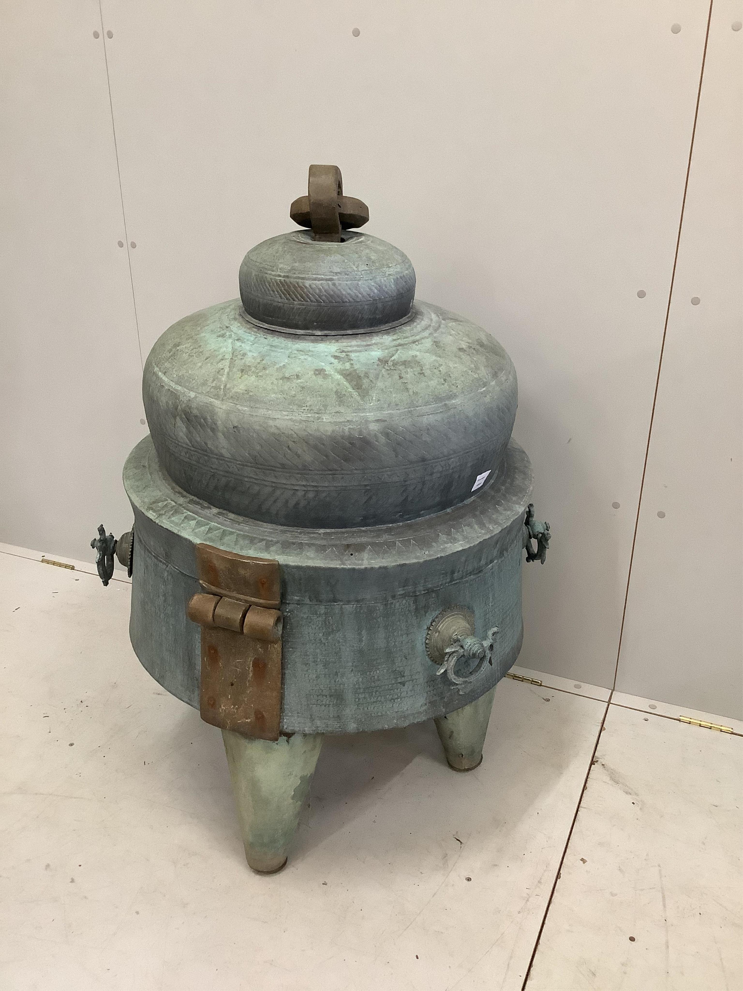 A 19th century Indian brass and copper Korinda, height 108cm. Condition - fair